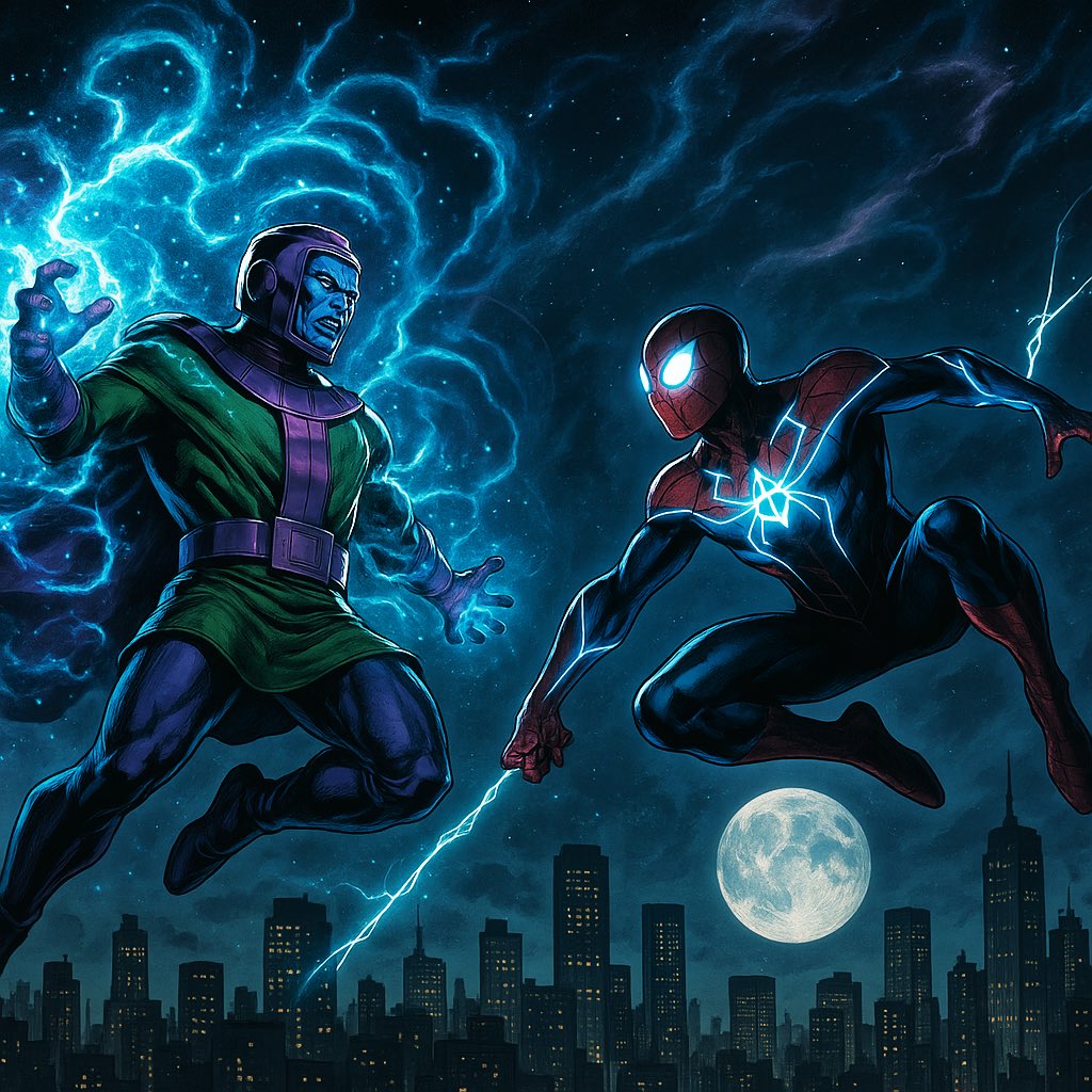 KangMania_'s tweet image. Beneath the fractured moonlight, Kang bends time itself—every hero is just another thread in his tapestry of conquest. 🕰️⚡️ #KangTheConqueror