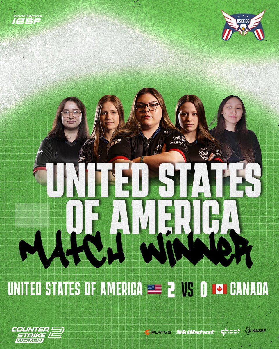 Congratulations to our CS2 Women’s Team!! They went undefeated in maps during the Americas Regional Qualifiers, and have now secured their spot at the <a href="/iesf_official/">IESF</a> World Esports Championships! 🏆

It was an incredible run back with USA 🇺🇸 VS Canada 🇨🇦 but USEF-GG came out on