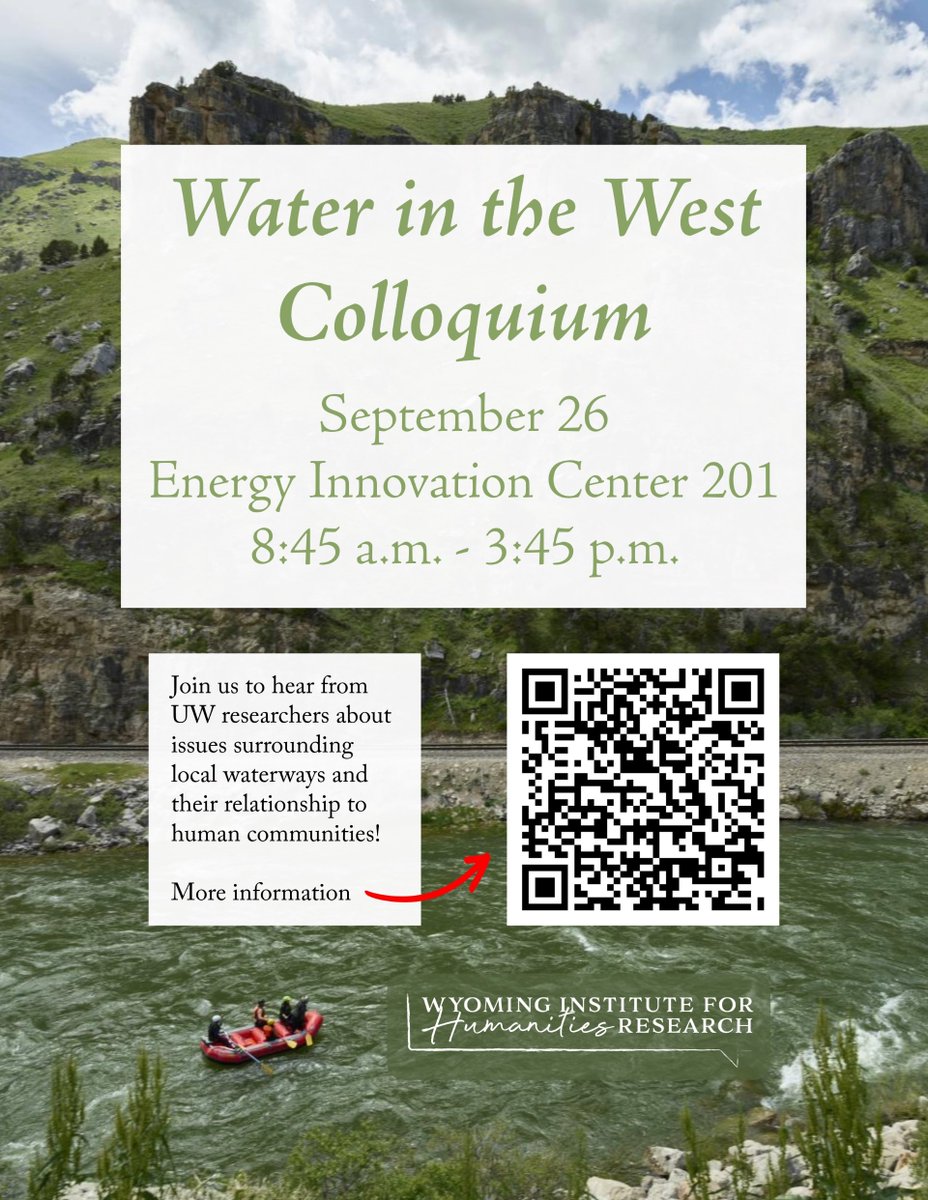 Join us for the Water in the West event next Friday with academic talks and panels. Schedule here: uwyo.edu/humanities/blo…