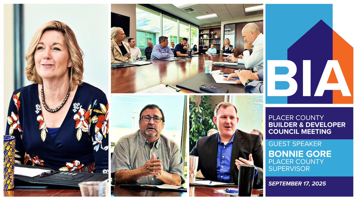 NorthStateBIA's tweet image. Supervisor Bonnie Gore highlighted Placer 2050, workforce housing, and Housing Trust Placer efforts at the Placer BDC Wednesday. Members debated affordable housing fees, heard jurisdiction updates, and received transportation project news.