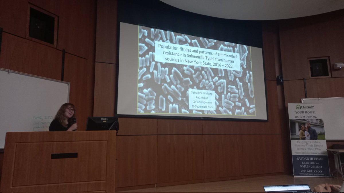 CapDistPostdocs's tweet image. Our second talk of the afternoon is given by Dr. Samantha Lindberg. Her research focuses on the patterns of antimicrobial resistance in Salmonella Typhi in NY #PostdocAppreciationWeek
