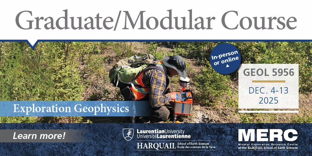 Harquail School of Earth Sciences (@harquailes) on Twitter photo Get details & register for December's 10-day intensive graduate-level course in Exploration Geophysics! Find the schedule and registration info here: hes.laurentian.ca/modular-course…
#mineralexploration #geophysics #geoscience #graduatestudies <a href="/LaurentianU/">Laurentian University - Université Laurentienne</a> <a href="/MERC_Geoscience/">Mineral Exploration Research Centre</a> Get details & register for December's 10-day intensive graduate-level course in Exploration Geophysics! Find the schedule and registration info here: hes.laurentian.ca/modular-course…
#mineralexploration #geophysics #geoscience #graduatestudies <a href="/LaurentianU/">Laurentian University - Université Laurentienne</a> <a href="/MERC_Geoscience/">Mineral Exploration Research Centre</a>