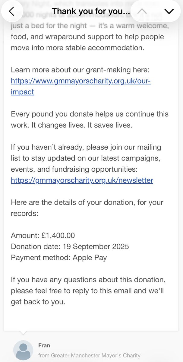 My September salary donation supporting A Bed Every Night. #ABEN 👇🏻

We will be helping over 600 people tonight with a room plus support.

But we need to continue to raise funds to support this unique service.

If you can help, please do so here &gt; gmmayorscharity.org.uk 🙏🏻