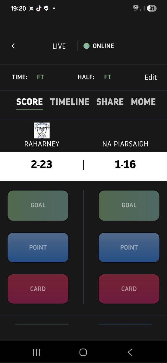 Full time <a href="/westmeath_gaa/">Westmeath GAA</a> <a href="/LoughLene/">Lough Lene Gaels</a>