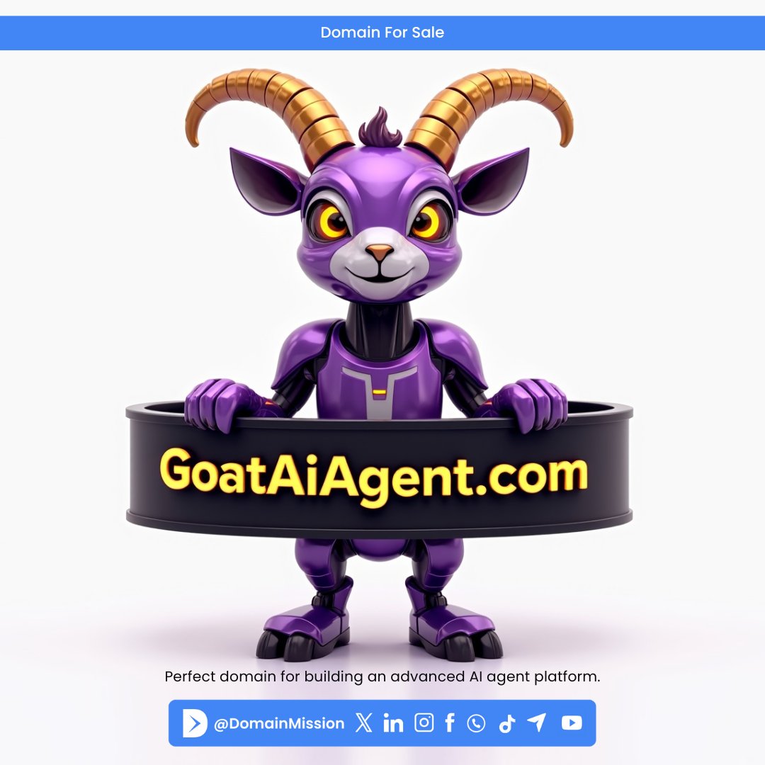 🐐 GoatAiAgent.com 🤖
Perfect domain for building an advanced (G.O.A.T) AI agent platform.
✅ Sold CrazyAiAgent .com🚀
✅ Don’t Miss GoatAiAgent .com 🔥

#DomainForSale 
#AIWorkFlow  
#Automation 
#AIStartup 
#AIagents
#Agentics
#Agentic
#AIAgent
#SaaS
#n8n
#AI