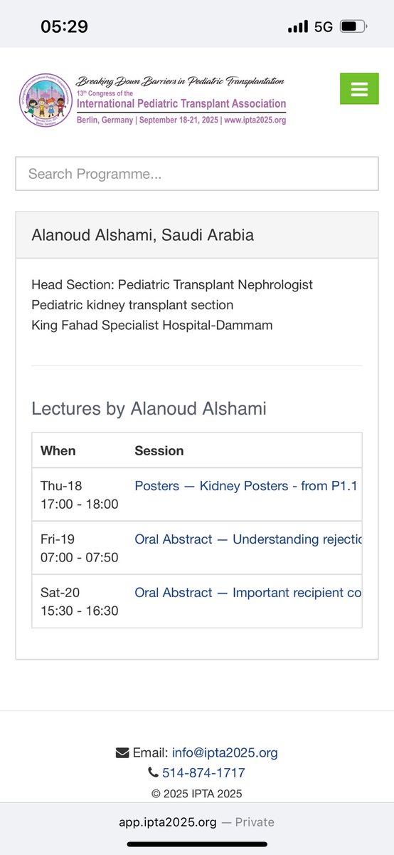 فخورة بتمثيلي بلدي الحبيب كالمتحدثة العربية الوحيدة للمرة الثالثة  على التوالي وبأكثر من ورقمة علمية وسط زخم هائل من النخبة عالميا في أكبر تجمع لزراعة الأعضاء للأطفال في العالم والذي أقيم في برلين وهذا يدل على مدى تقدم ومدى تطور العلم في المملكة عموما وفي قسم زراعة كلى الأطفال في