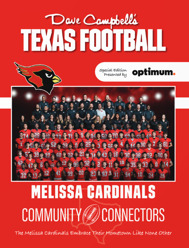 Check out our Community Connection School of the Week Melissa High School's Special Edition Dave Campbell's Texas Football Magazine presented by <a href="/optimum/">Optimum</a>!

Check it out: texasfootball.com/optimum/meliss…

<a href="/FootballMelissa/">Melissa Cardinal Football</a> <a href="/melissaisd/">Melissa ISD</a> <a href="/MHSCards/">Melissa High School</a>