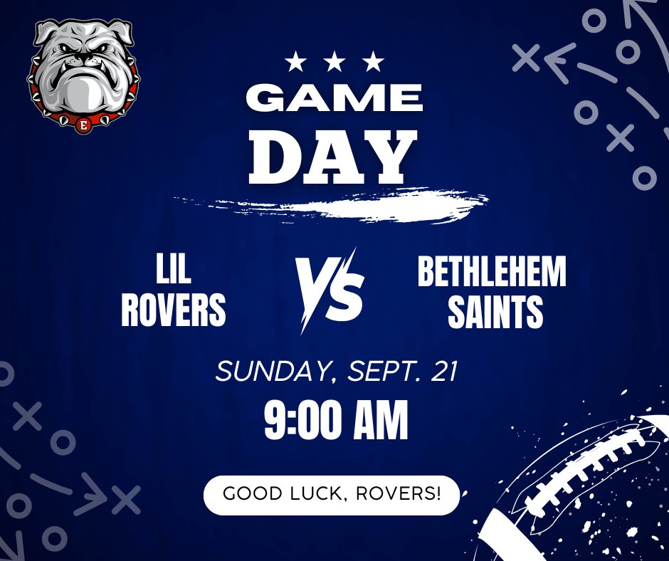 Tomorrow 9/21 is GAME DAY for the Lil Rovers #CityofEastonpa rec league football team!
Join us at Heil Park on South Side to cheer them on starting at 9 am. See the team roster and schedule here: epyfl.org/team.asp?TeamI…
