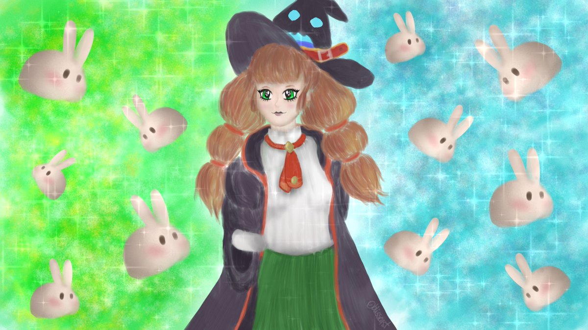 Finally getting to play the finished version of Little Witch in the Woods! ✨ Such a cozy game! I've also received a new drawing tablet today, and I absolutely knew what the first picture I had to draw on it was! <a href="/SunnySideUp_DEV/">Little Witch in the Woods</a>