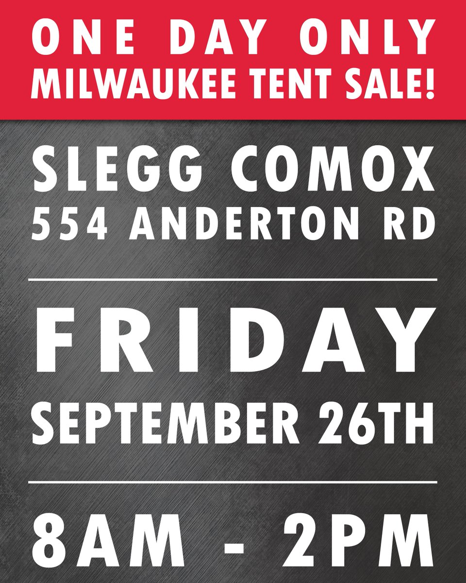 Don’t miss this chance to save big on the Milwaukee tools you need! Set your alarms and join us at our Comox location for unbeatable deals and top-quality products.

📅 Date: September 26th
⏰ Time: 8 AM – 2 PM
📍 Location: Slegg Comox

#sleggbuildingmaterials #milwaukeetool