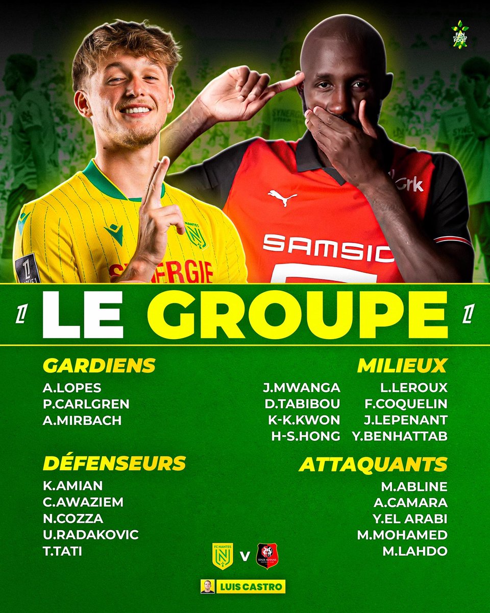 LE GROUPE POUR LE DERBY 🟡🟢⚔️

#FCNSRFC