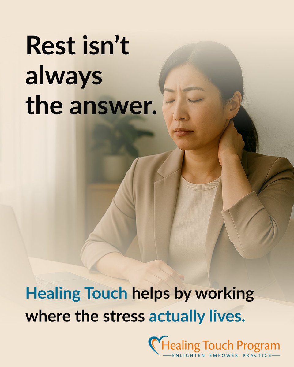HTProgram's tweet image. Healing Touch helps when your body forgets how to feel safe — not by talking you out of stress, but by working where the stress actually lives.
 Read the full article: htp.mykajabi.com/blog/how-heali…
 #EnergyHealing #BurnoutSupport #NervousSystemReset #HealingTouch