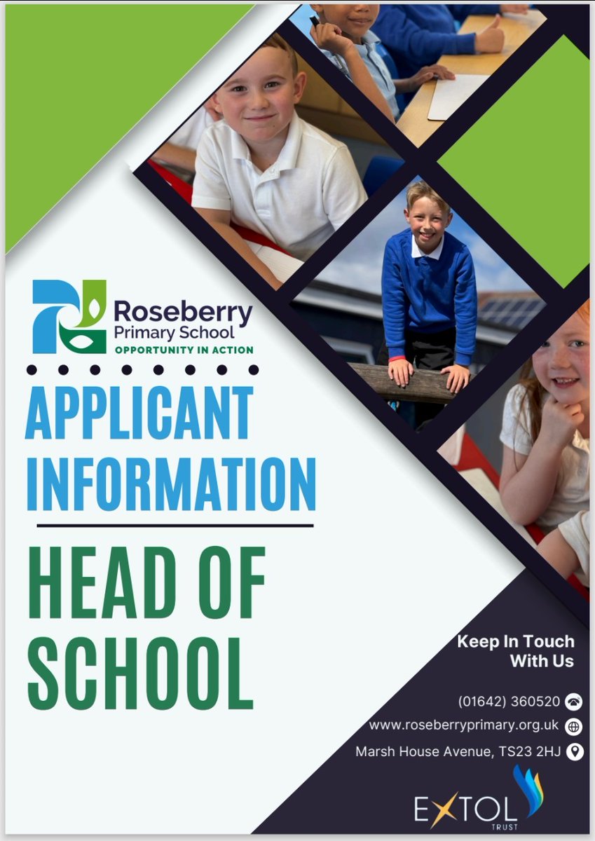 🌟 WE'RE HIRING A HEAD OF SCHOOL🌟

Super excited to share this opportunity to work at our wonderful primary in Billingham!

January start - L12 to L18

More details here: northeastjobs.org.uk/job/_/286262

DM if you want an informal chat

#ExtolTrust #Inspiration #Excellence #Partnership