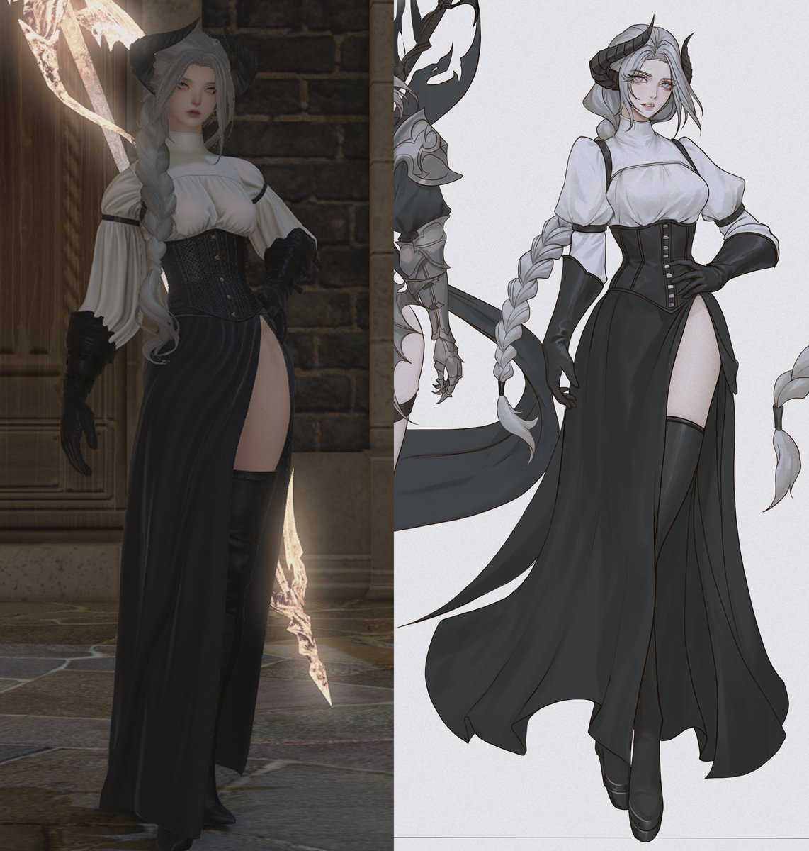 Val ingame vs how I draw her 🥺