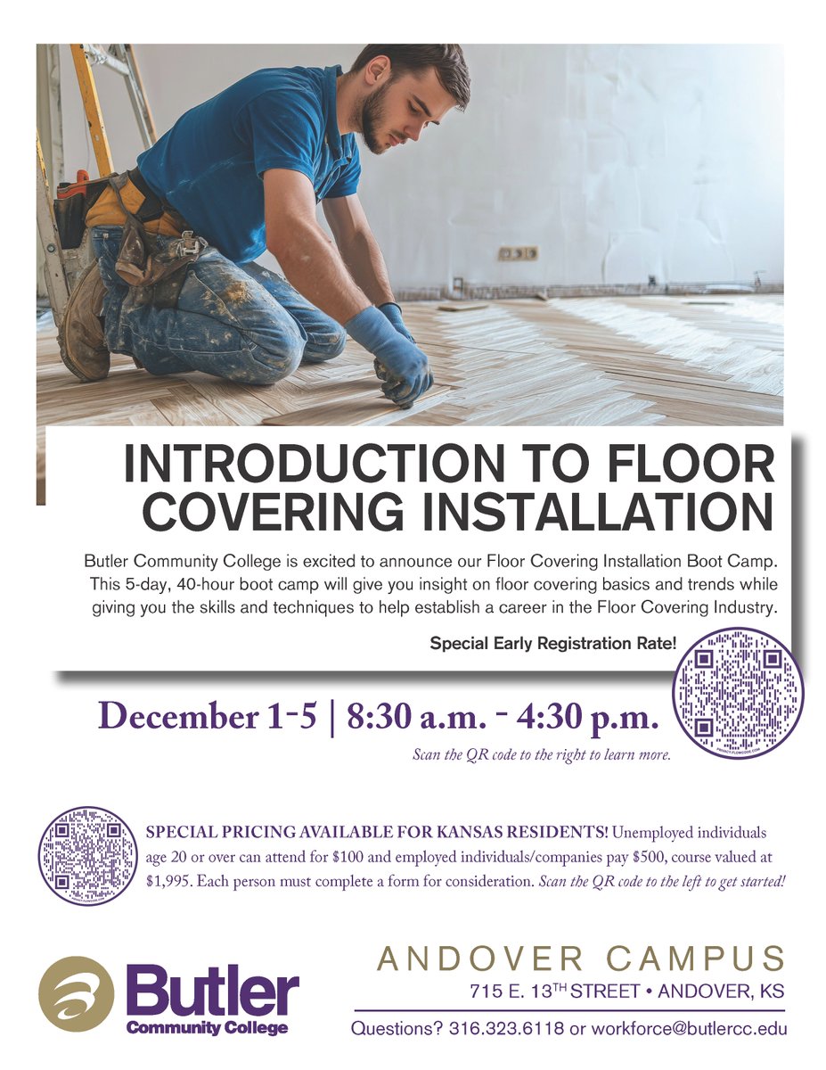 WorkforceButler's tweet image. Floor Covering Boot Camp at @ButlerCC!