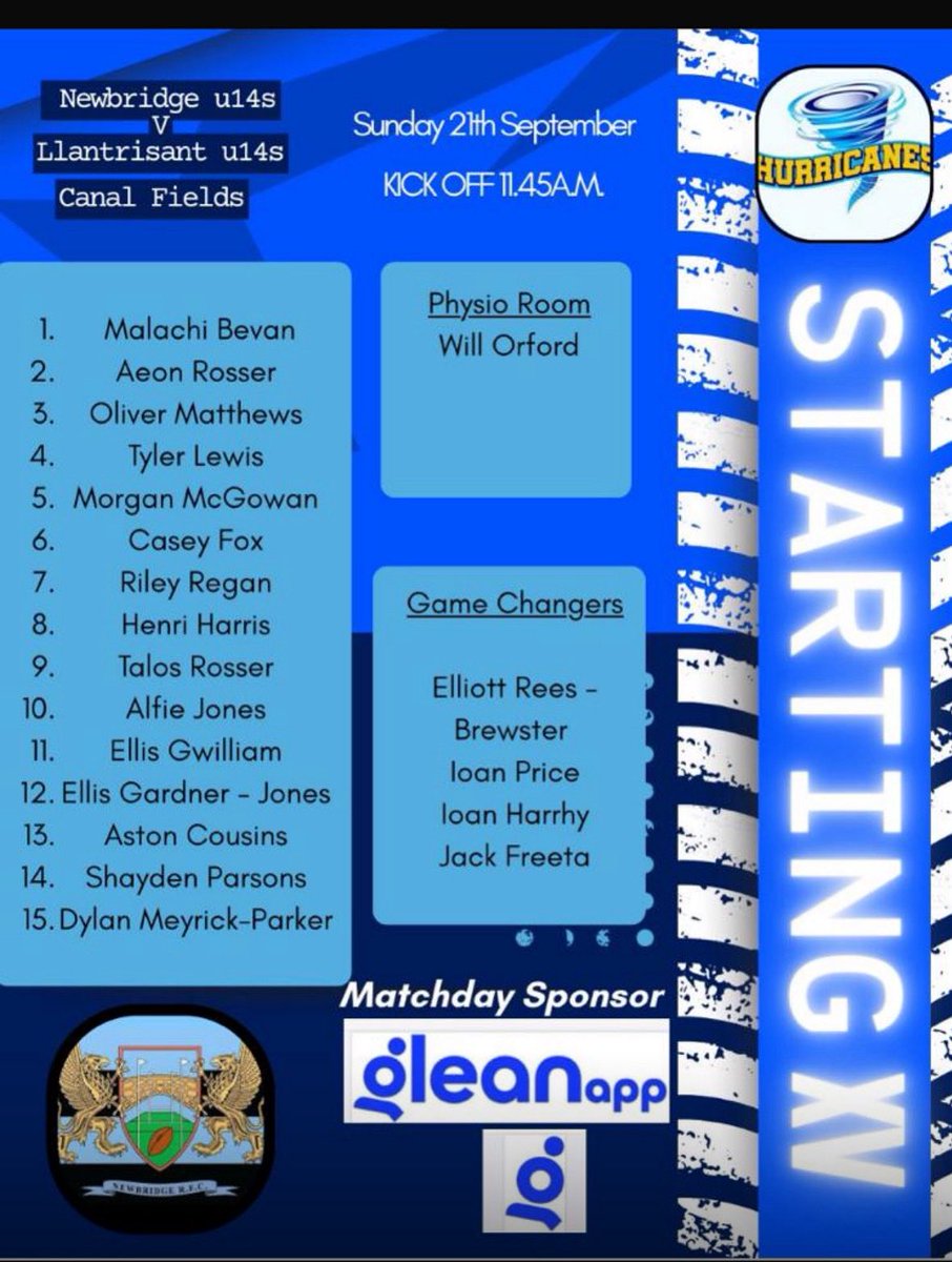 First Home Game of the season - Sunday 21st September Hurricanes v Llantrisant 💙🖤