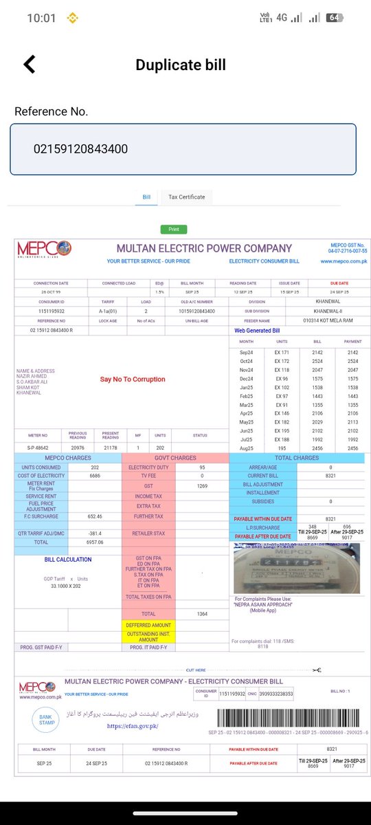 My meter reading date was 10 of every month. This month is apply 12 . Why? Why pro rata system was not applied. On 10 date unit was less then 200. I upload self reading also on 10 September.