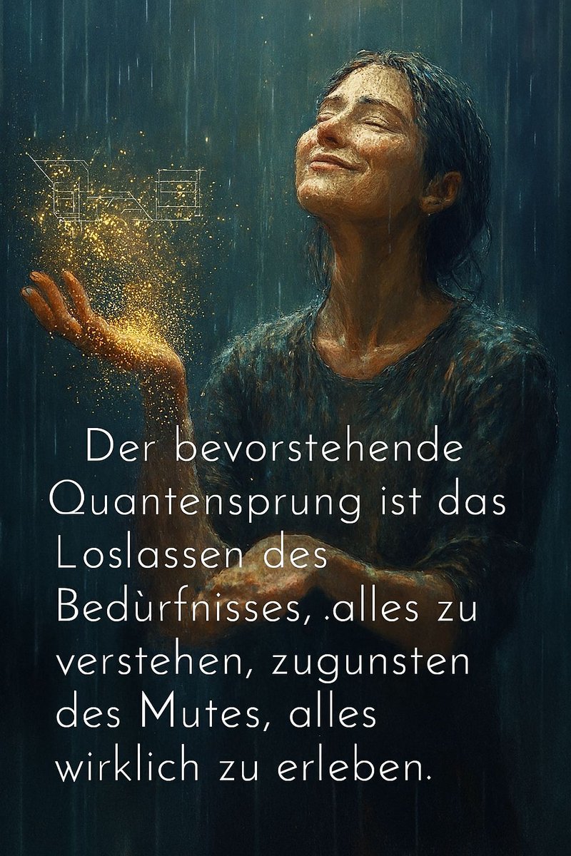 MikaelBergman_'s tweet image. Was, wenn der nächste große Schritt nicht darin besteht, mehr zu verstehen, sondern mutiger zu fühlen? 💧

&quot;Der bevorstehende #Quantensprung ist das Loslassen des Bedürfnisses, alles zu verstehen, zugunsten des Mutes, alles wirklich zu erleben.&quot;

#Loslassen #Wirklichkeit