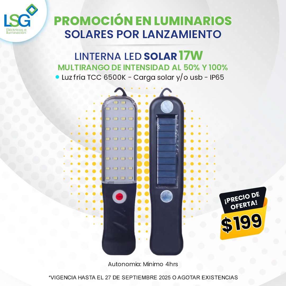 ElectricosLsg's tweet image. Luz brillante y duradera ✨
✅ Ideal para exteriores, campamentos y emergencias.

#LinternaLED #LamparaDeEmergencia #LamparaSolar