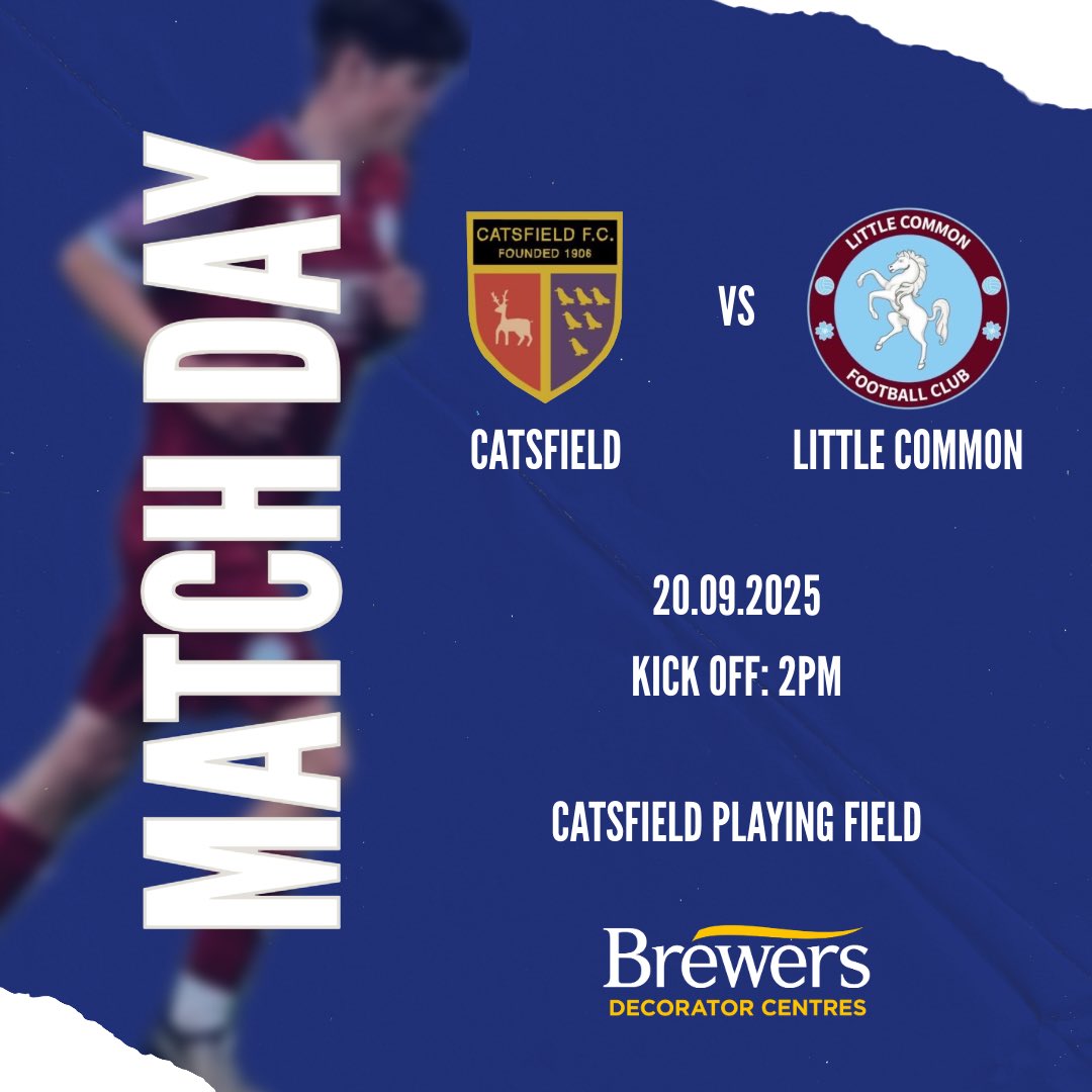 Little Common 2nds (@littlecommonii) on Twitter photo Common are on the road tomorrow as we take on <a href="/CatsfieldFC/">Catsfield Football Club</a> πͺπ₯
The lads are ready to give it everything β letβs bring the points home! π
Home Sponsor The New Inn
Away Sponsor Brewers Decorator Centres
Support is always welcome π
#UPTHECOMMON Common are on the road tomorrow as we take on <a href="/CatsfieldFC/">Catsfield Football Club</a> πͺπ₯
The lads are ready to give it everything β letβs bring the points home! π
Home Sponsor The New Inn
Away Sponsor Brewers Decorator Centres
Support is always welcome π
#UPTHECOMMON