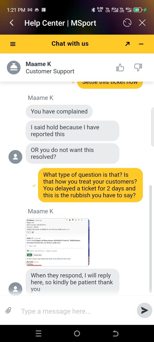seyibuka's tweet photo. @MSportOfficial @MSportOfficial Settle my ticket now. It has been over 48hrs and you've been using delay tactics. Your customer service has also been rude. Settle the ticket and payy money now. https://t.co/zrx7iw8iLh