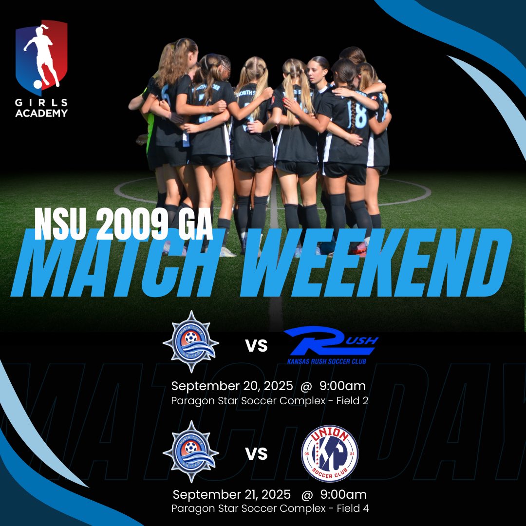 NSU2009GA's tweet photo. On the road in Kansas this weekend. 

🆚 Kansas Rush Soccer Club
🗓️ Saturday September 20, 2025
⏱️ 9:00 am
📍Paragon Star Soccer Complex- Field 2

🆚 KC Union Soccer Club
🗓️ Sunday September 21, 2025
⏱️ 9:00 am
📍Paragon Star Soccer Complex - Field 4

#WeAreUnited #GAcademyLeague https://t.co/tmfNn6L0Cy