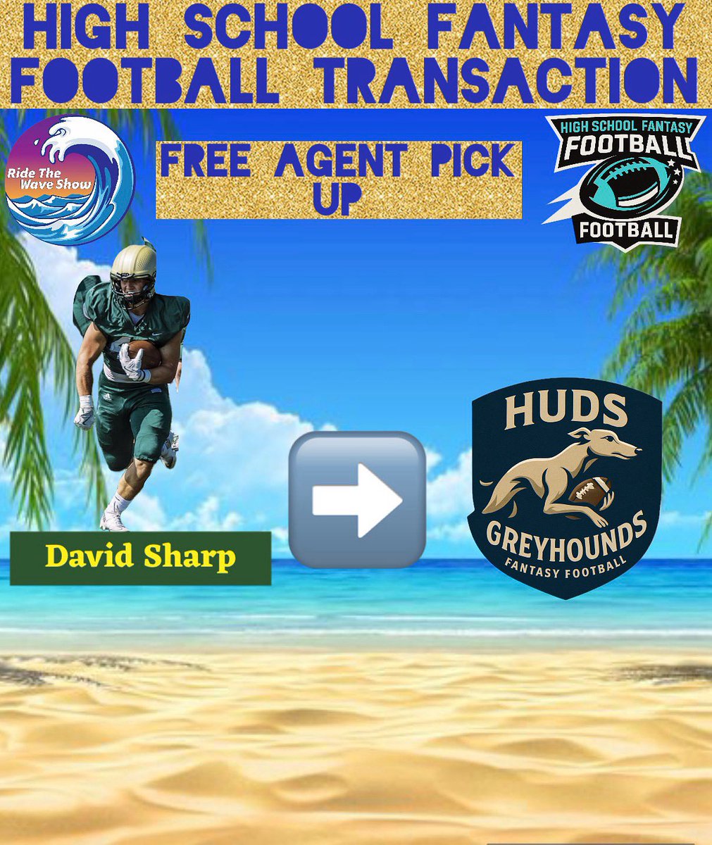🏆🏈 Waiver Wire Pickups 🏈🏆

A last minute waiver wire pick ups this morning! Huds Greyhounds are looking to turn things around week 5!

Waiver wire is open till 3 with final rosters being posted at 5 o’clock!

#ridethewaveshow #highschoolfootball #fantasyfootballnews