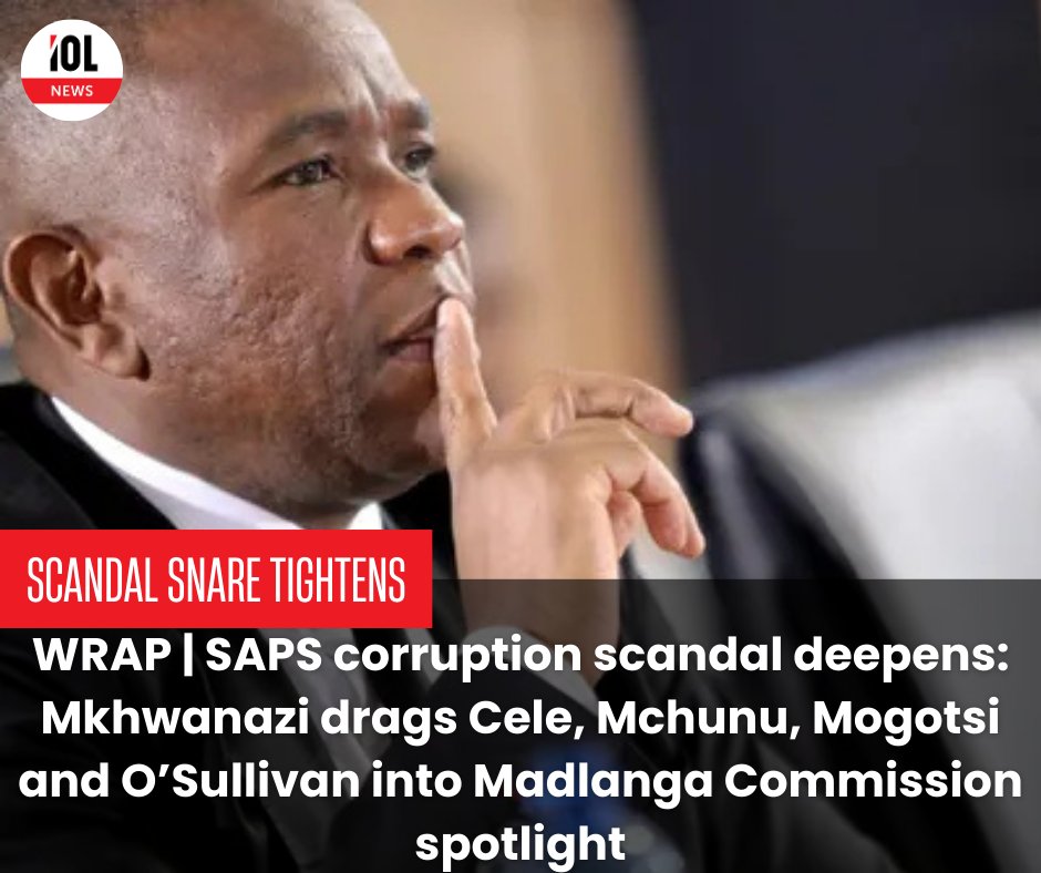 IOL's tweet photo. The first three days at the Madlanga Commission reveal troubling patterns of internal conflict and alleged political interference in SAPS. KwaZulu-Natal’s Lt-Gen Mkhwanazi leads the charge.
#MadlangaCommission #SAPS #LeadershipCrisis #PoliceIntegrity #SouthAfrica #PublicTrust
Read on https://t.co/nwwsGq2nDY