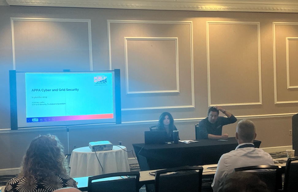 publicpowerorg's tweet image. 🔒 At MEAM’s General Managers&apos; Meeting yesterday in Plymouth, MA, APPA’s Adrienne Lotto &amp;amp; LELWD&apos;s Nick Lawler shared their insights on cyber &amp;amp; grid security threats and how #PublicPower can help mitigate them. 👏 Thanks to MEAM for a great meeting and an important discussion!