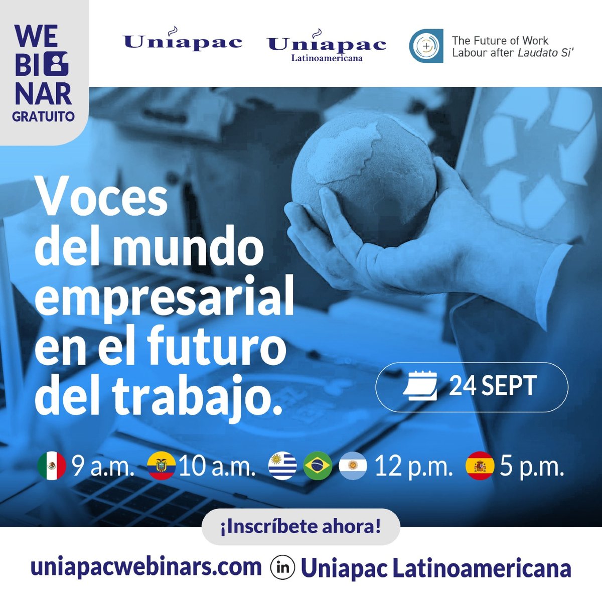 🌍 ¿Cómo prepararnos para el futuro del trabajo desde la visión empresarial?
Únete al webinar gratuito: “Voces del mundo empresarial en el futuro del trabajo”

🗓 24 de septiembre | 💻 Zoom
👉 Regístrate: uniapacwebinars.com

#UNIAPAC #FuturoDelTrabajo