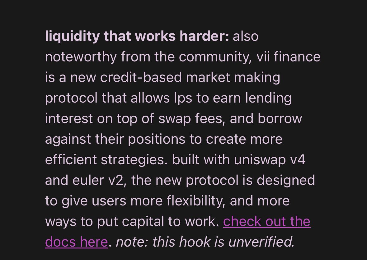 @VII_Finance featured in <a href="/UniswapFND/">Uniswap Foundation</a> Builder update #35 👀