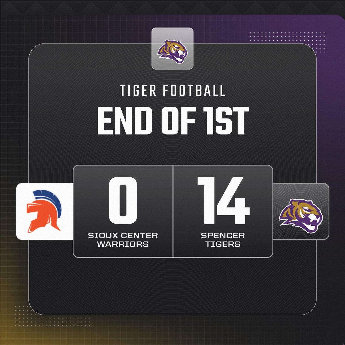 Score update at the End of the 1st! #TigerPride