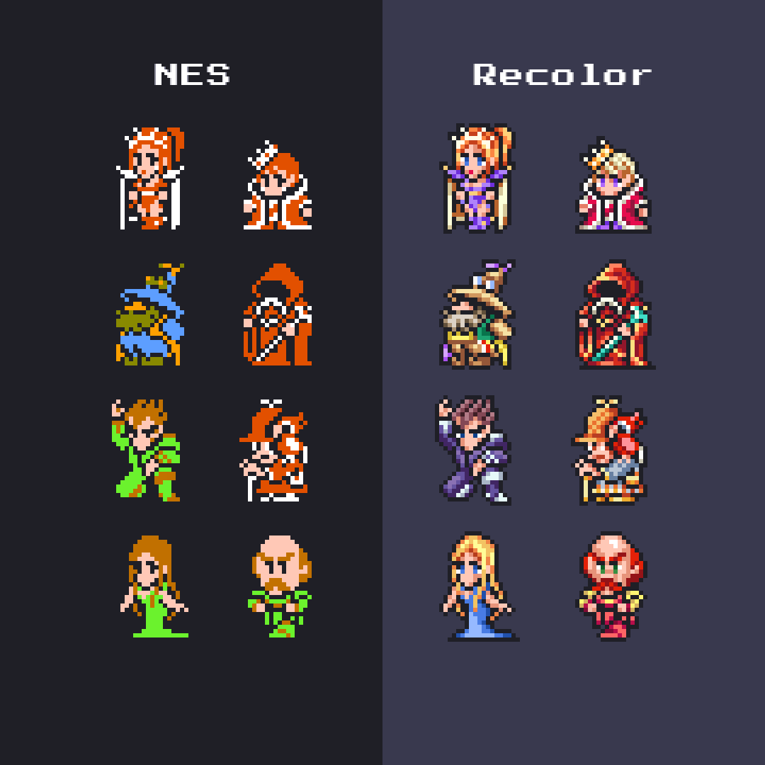 alexanderpixels's tweet image. Old Final Fantasy 3 recolor I did before the pixel remasters came out