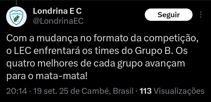 Caso não acreditem na INFORMAÇÃO, está aí confirmada pelo Londrina ✅