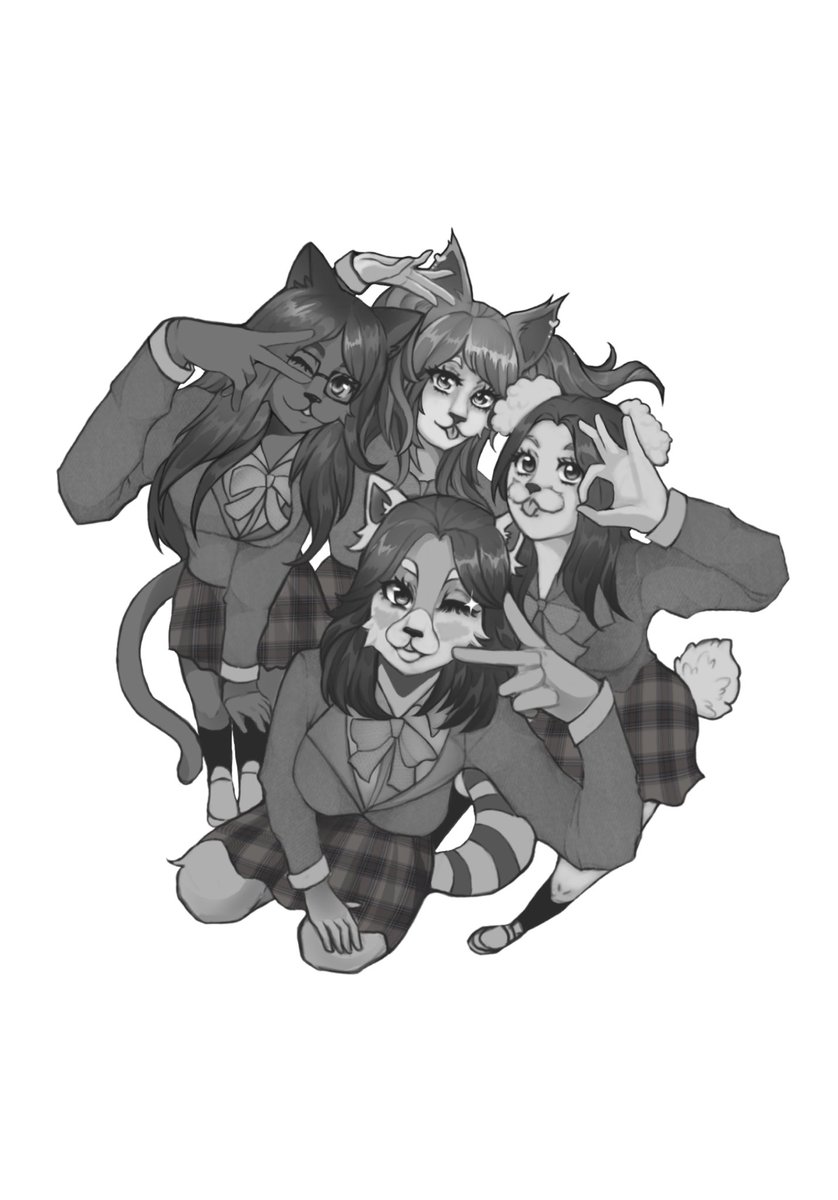 BinkiStudio's tweet image. Cleaned up version of the girlies ❤️ will color soon 🥰