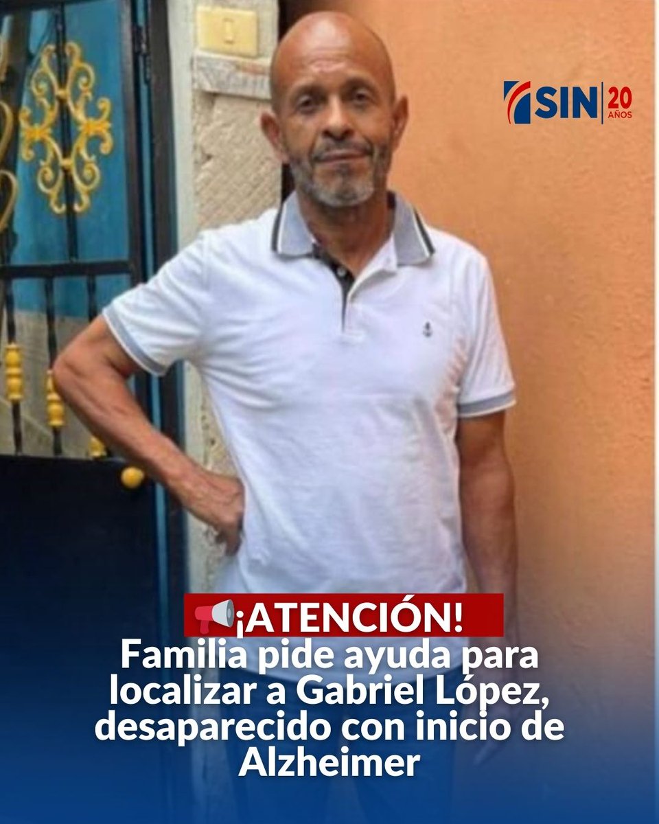 SIN24Horas's tweet photo. #ServicioPúblico.- Familiares de Gabriel López solicitan la ayuda de la ciudadanía para dar con su paradero, luego de que fuera reportado como desaparecido. López, quien padece los inicios de Alzheimer, salió de su residencia y hasta el momento no ha regresado.

Su hija, Nicole Portes, explicó que la condición de su padre podría dificultar que recuerde direcciones o personas cercanas, por lo que pidió a quienes lo vean comunicarse de inmediato al número 829-927-4772.

#NoticiasSIN

Amplíe más en nuestro periódico https://t.co/U83tgBk0am