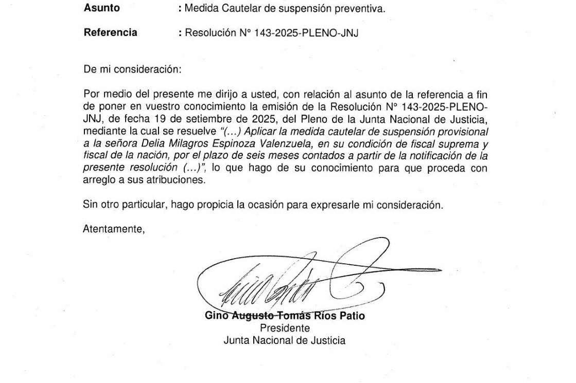 #LOÚLTIMO Delia Espinoza es suspendida por 6 meses del cargo de fiscal de la Nación.