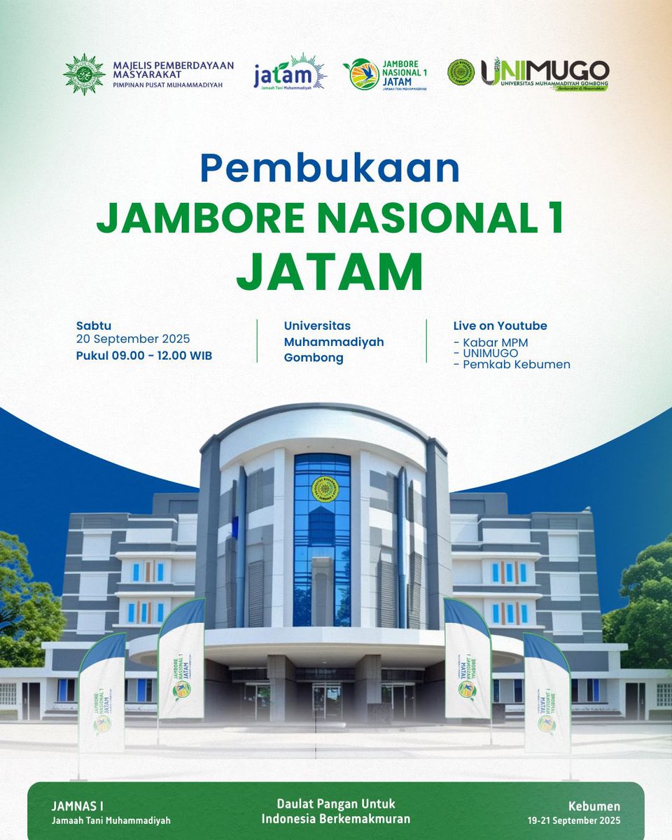 kabarmpm's tweet photo. 📢𝐏𝐞𝐦𝐛𝐮𝐤𝐚𝐚𝐧 𝐉𝐚𝐦𝐛𝐨𝐫𝐞 𝐍𝐚𝐬𝐢𝐨𝐧𝐚𝐥 𝟏 𝐉𝐚𝐦𝐚𝐚𝐡 𝐓𝐚𝐧𝐢 𝐌𝐮𝐡𝐚𝐦𝐦𝐚𝐝𝐢𝐲𝐚𝐡📢
Akhirnya yang di tunggu-tunggu tiba juga nih!!
Jambore Nasional I Jamaah Tani Muhammadiyah resmi dibuka pada Sabtu, 20 September 2025.
#KabarMPM #Muhammadiyah #JATAM https://t.co/8edacOnLkD