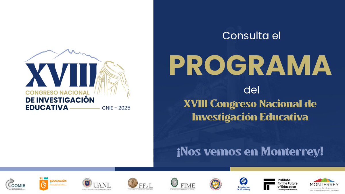 comiemx's tweet image. #RumboAMonterrey | 📢 ¡Ya puedes consultar el programa del #XVIIICNIE! 🎓✨
 👉Consulta en: cnie.mx/2025/programa/