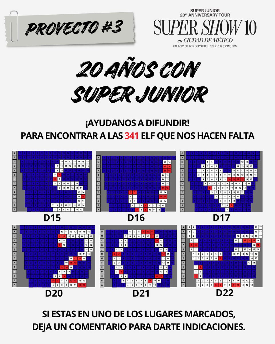 MxUnion_ELF's tweet photo. 🚨ELF EN ZONA D 🚨
Si estas en las secciones D15, D16, D17, D20, D21 o D22, podrías estar participando en el proyecto de luces "20 Años con Super Junior".

🎟Revisa tu número de fila y asiento.
📩Mándanos mensaje o deja tu comentario para contactarte.

EL PROYECTO NECESITA LA PARTICIPACIÓN DE TODO ELF MÉXICO.

AYUDANOS A DIFUNDIR PARA ENCONTRAR A LAS 389 QUE NOS HACEN FALTA.

⚠️ ¡RECUERDA!
Seguimos recaudando fondos para poder realizar estos proyectos.

🏦 Datos bancarios
Banco: BANORTE
Número de Tarjeta: 5264246817425944
CLABE: 072818012842013544
Nombre: Karen Godínez
Paypal: karenalexg@gmail.com

📆Fecha limite para donar: 30 de septiembre.

🧾Registra tu donativo en https://t.co/KLDa0r6wlw

📌Programa de Sponsor
Cuentas nacionales e internacionales que deseen realizar donativos mayores a $1,300 MXN.
FANBASES, FANPAGES, TIENDAS, FANS, etc.

Con su donación se incluirá su logo en la zona de fotografías y agradecimientos.

📄Registra tu donativo como sponsor en https://t.co/5jXbAAgywL

#Proyecto20AÑOSCONSUPERJUNIOR #ProyectosSS10CDMX
#SUPERSHOW10enCDMX #ELFMéxico
#SUPERSHOW10 #SUPERJUNIOR