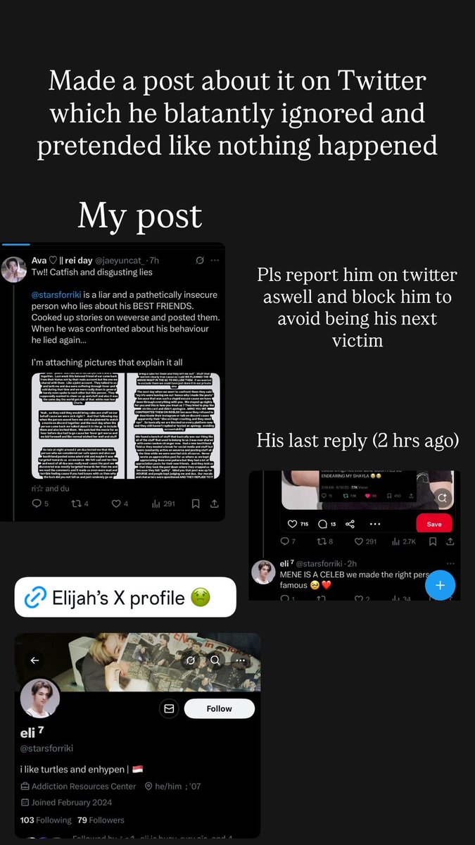 jaeyuncat_'s tweet photo. MORE PROOF. 
Guys pls report @starsforriki and the same username on weverse (Elijah) https://t.co/chbELNVQyN