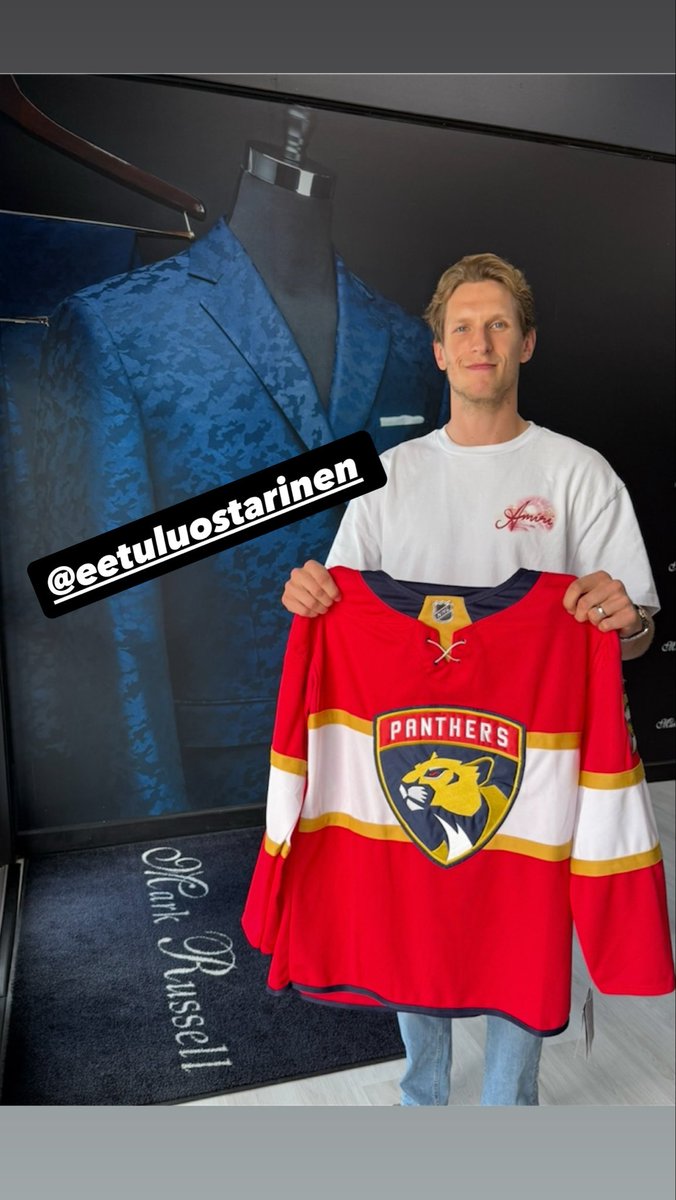Two-time Stanley Cup champion Eetu Luostarinen stops by Mark Russell Custom Clothing in Boca Raton to get fitted for new suits this season