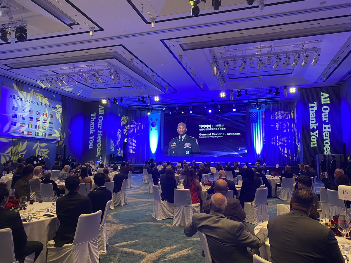 CDRUNCCFCUSFK's tweet photo. Tonight, we celebrate the heart &amp; soul of the ROK-U.S. Alliance: our veterans, families, &amp; friends. This alliance isn't just built in command posts; it's built in lives of service &amp; the quiet strength of families. Their legacy makes our bond unshakable. Katchi Kapshida! https://t.co/If3KjfTRab