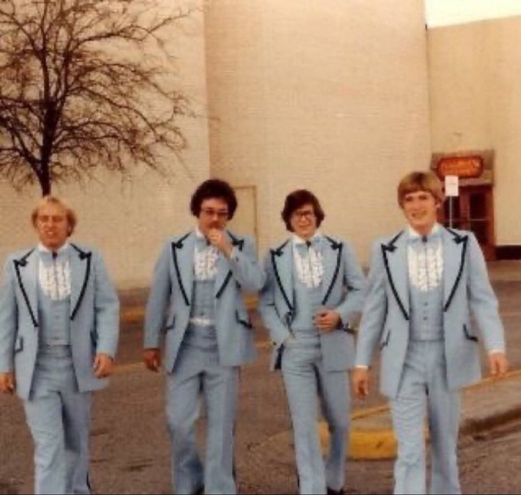 One great thing about the 70s is this could be almost any function. Funeral, wedding, gospel singing event, prom, awards ceremony. They may be a pro wrestling faction. I simply do not know.