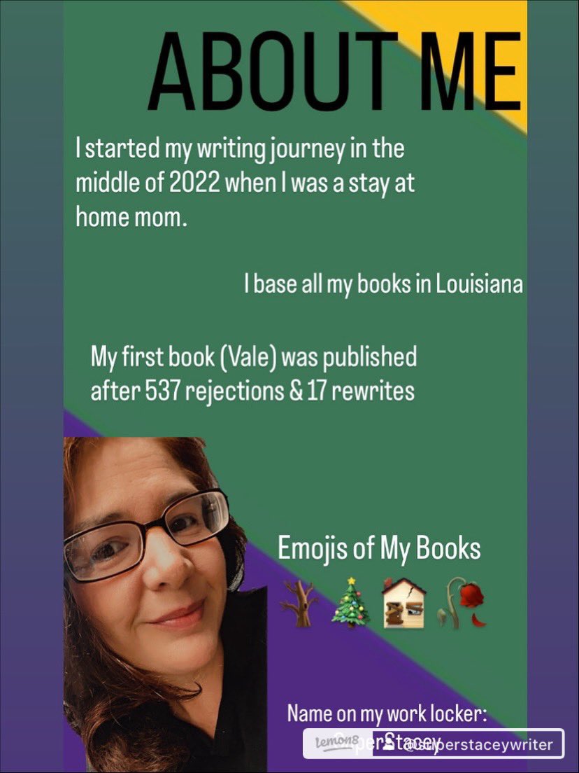 SuperStacey318's tweet image. I love this because it’s such a great way to reintroduce and introduce myself to writers and readers. 
Hi y’all!
#Bookcommunity #WritingCommunity #Louisianawriter #Spookybooks