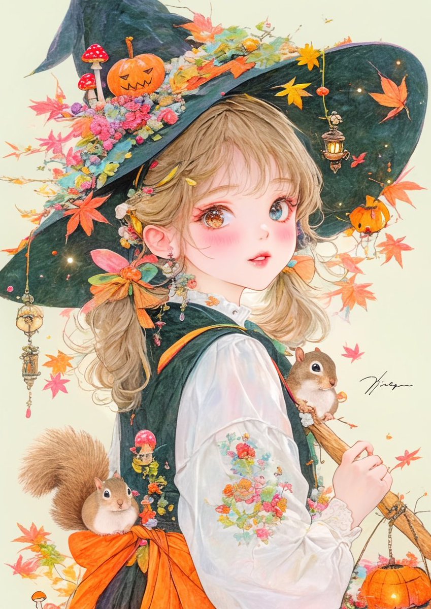Chiko031206's tweet photo. おはようございます✨
今日は涼しくなってきたので、ひと足先にハロウィンの準備をする魔女っ子ちゃんです🍁🎃
#AIart #CreativeA https://t.co/7TlOwlh4rv