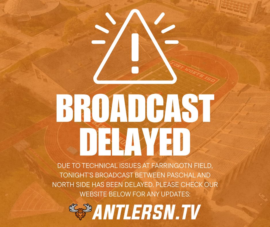 Antler Sports Network (@antler_sn) on Twitter photo Broadcast update for tonight's <a href="/FWISDAthletics/">FWISD Athletics</a> game between <a href="/paschalhsfball/">Paschal Football</a> and <a href="/NSSteerFootball/">North Side Football</a>:
antlersn.tv Broadcast update for tonight's <a href="/FWISDAthletics/">FWISD Athletics</a> game between <a href="/paschalhsfball/">Paschal Football</a> and <a href="/NSSteerFootball/">North Side Football</a>:
antlersn.tv