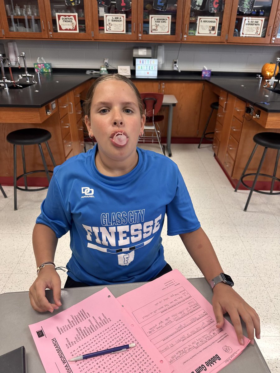 2025 Bubble Gum Lab… not easy to catch a good pic of trying to blow a bubble 🫧😊🥰🎉