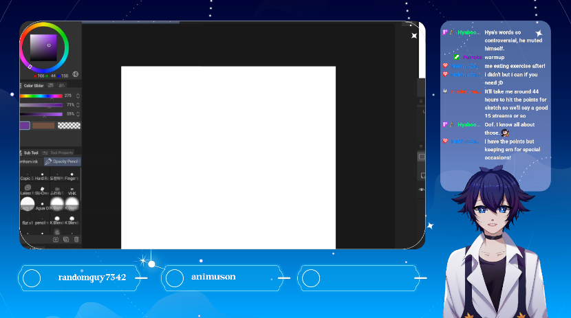 Imma be drawing twitch sketch redeems right now on stream! If you have enough points you can claim yours 💙

🔗 twitch.tv/hyacxnthe