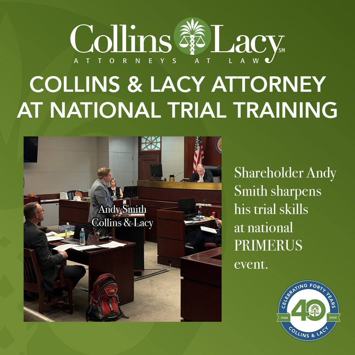 This past weekend, Andy Smith had the opportunity to attend the <a href="/Primerus1992/">International Society of Primerus Law Firms</a> Trial Skills Academy in Philadelphia, Pennsylvania. These trials allowed him to hone his trial skills further and learn from some of the best trial lawyers in the country.